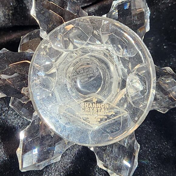Crystal Lotus Flower Candle Holders w Candles Holly Shape Leaf Set 2 Shannon VTG - Picture 10 of 15